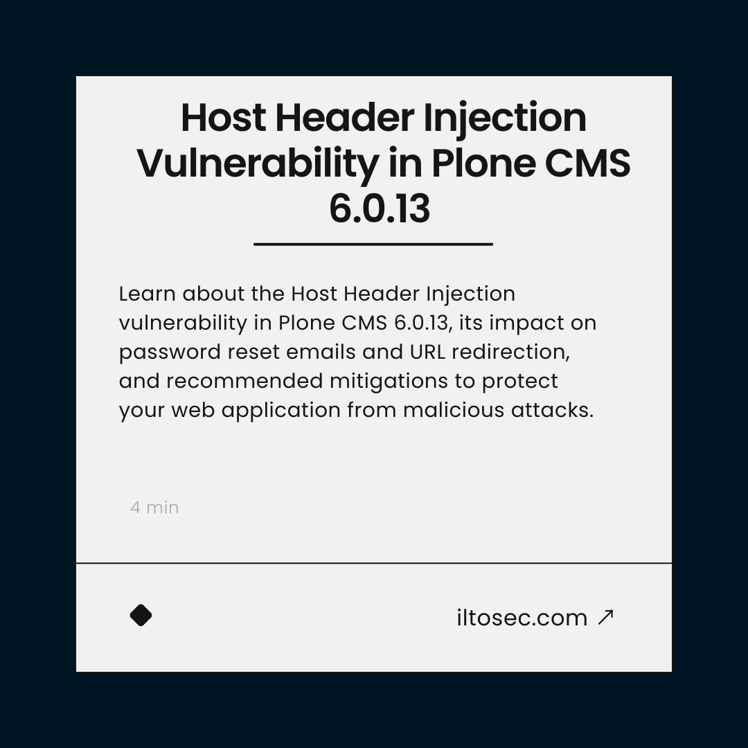 Host Header Injection Vulnerability in Plone CMS 6.0.13 - A Security Risk for Password Reset Process